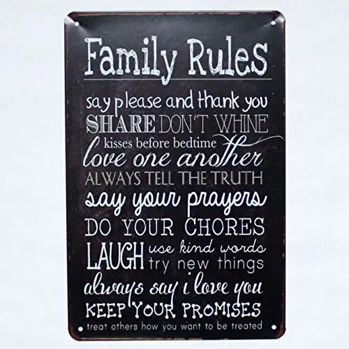 

family rules metal tin sign Bar Cafe Garage Wall Decor Retro vintage 7.87 X 11.8 inch