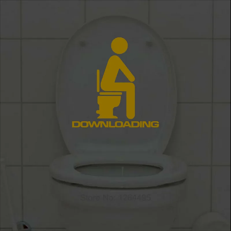 Funny Cartoon Luminous Toilet Sticker Glow in the Dark Bathroom Door Sign Sticker Washroom WC Decoration Kids Room Decor