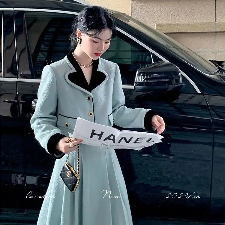 Suit Xiaoxiangfeng Button Short Coat Midi A Line Skirts Korea Women Elegant 2 Pieces Sets Blazer Fashion Vintage Outfits Autumn