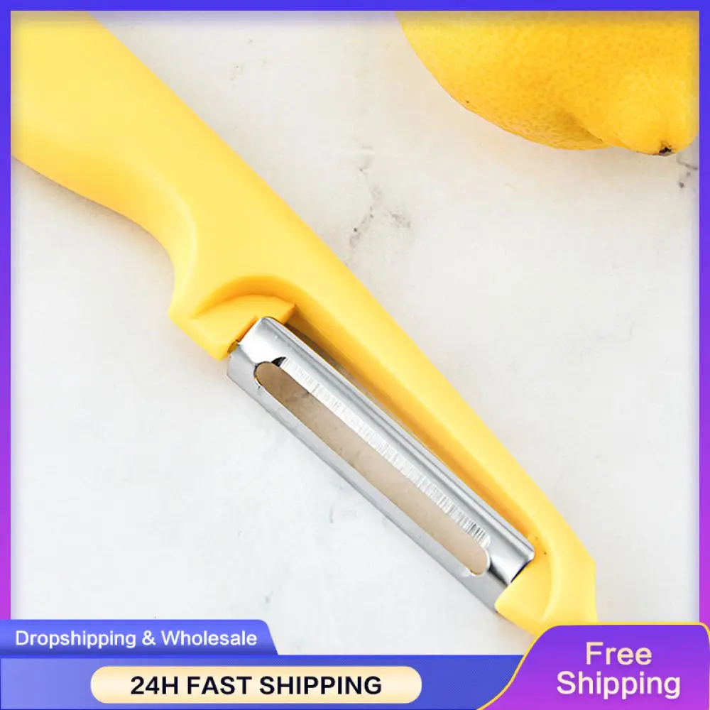 Melon Planer Knife Modern Stainless Steel Melon Planer Kitchen Gadget Vegetable Peeler One-word Fruit Peeler Handheld Yellow