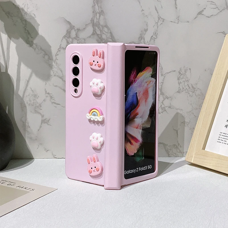 Cute Rabbit Phone case For Samsung Galaxy Z Fold rainbow Hinge Z