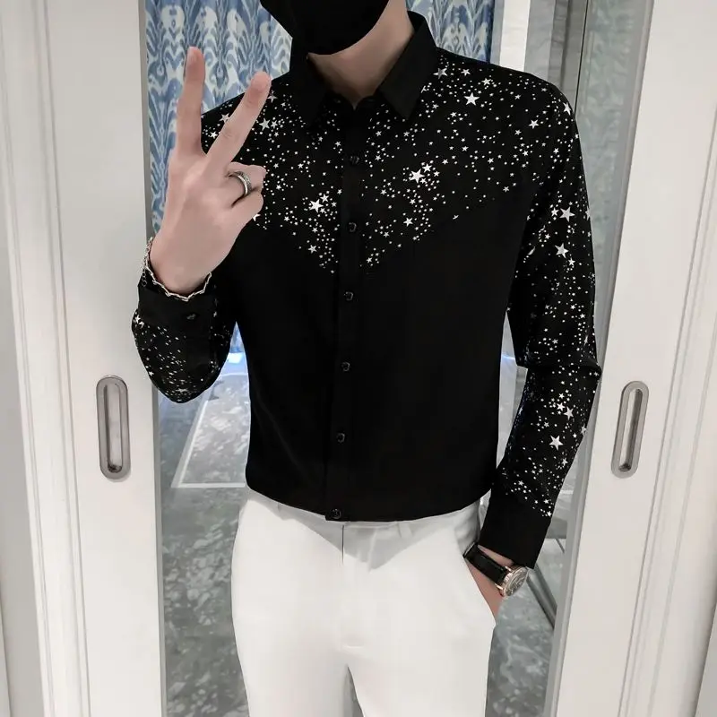 New Men's Long Sleeved Shirt. Slim Fit Korean Version Shirt, Summer Fashion Single Breasted Youth Shirt Casual Wear
