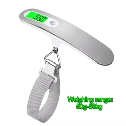 Compact Digital Travel Luggage Scale with Hook, 50kg/110lb Capacity (Light Grey)