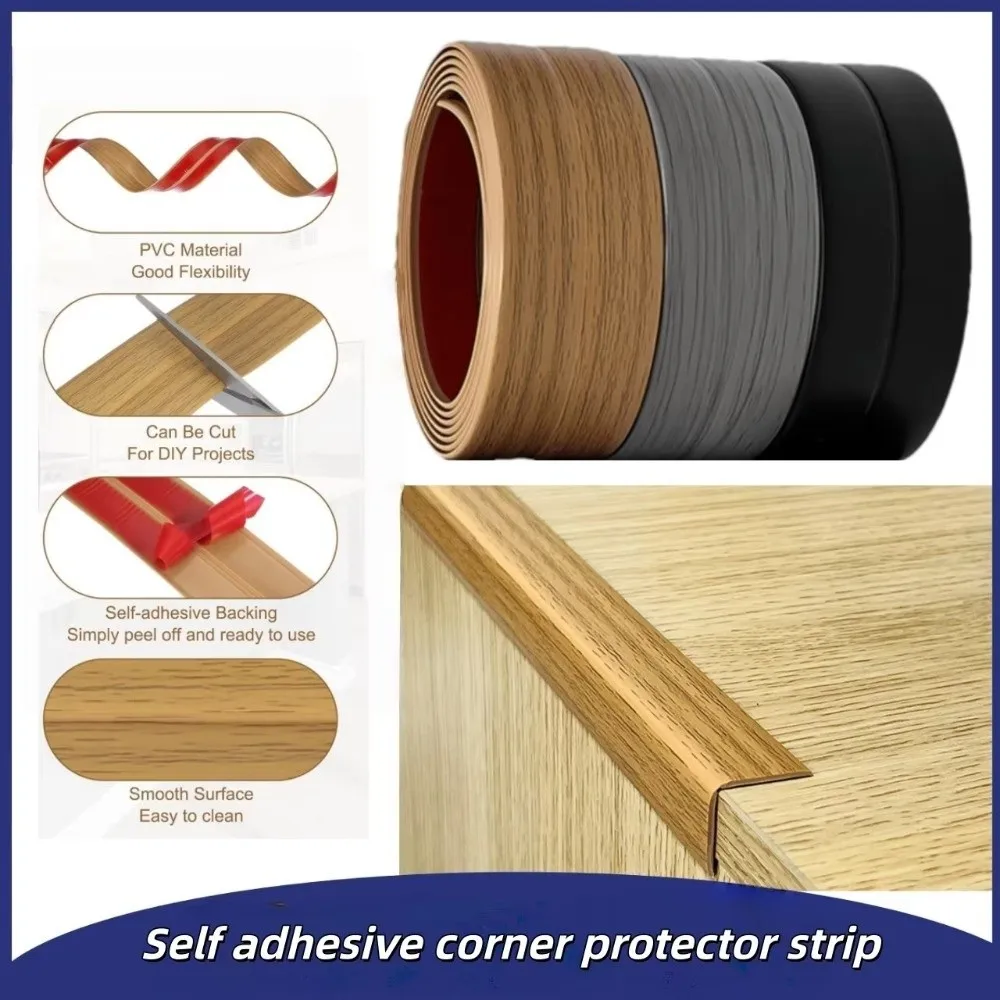 Flexible Peel and Stick PVC Wall Trim - 2cm x 2m, Self-Adhesive Corner Protector