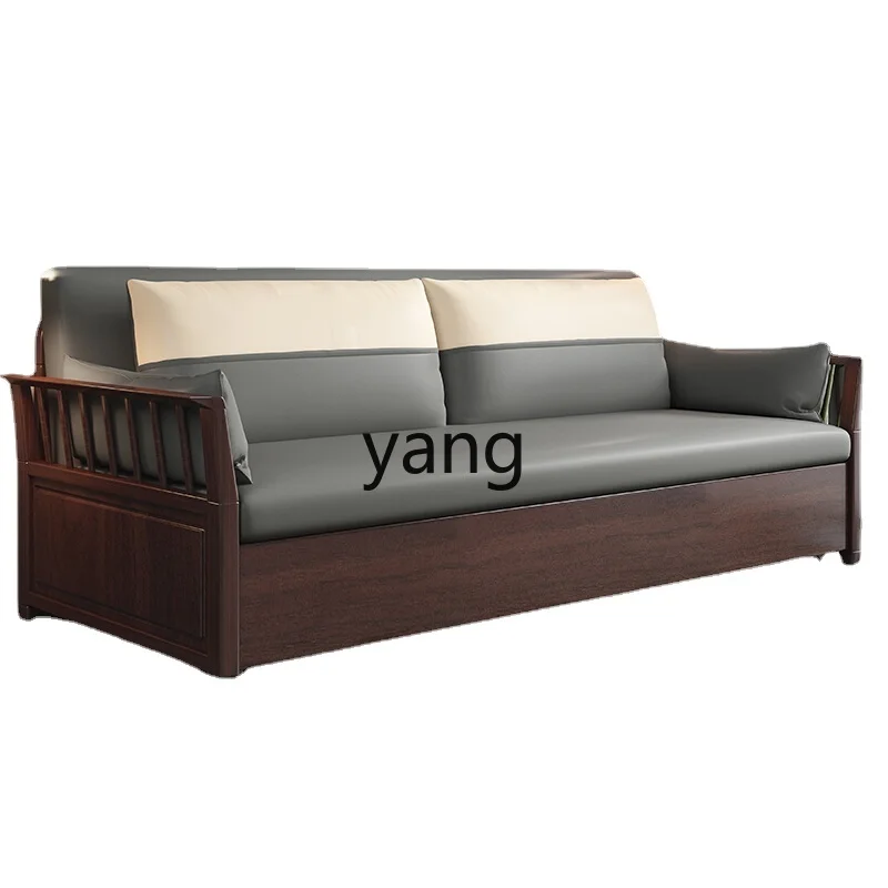 

Yjq Solid Wood Foldable Bed New Chinese Style Small Apartment Living Room Pull-out One Meter Two Single Folding Sofa Bed