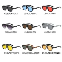 Lunettes de soleil carrées rétro à Double pont pour femmes et hommes, Design de luxe à la mode, Rivets, nuances tendance, UV400, nouvelle collection 3