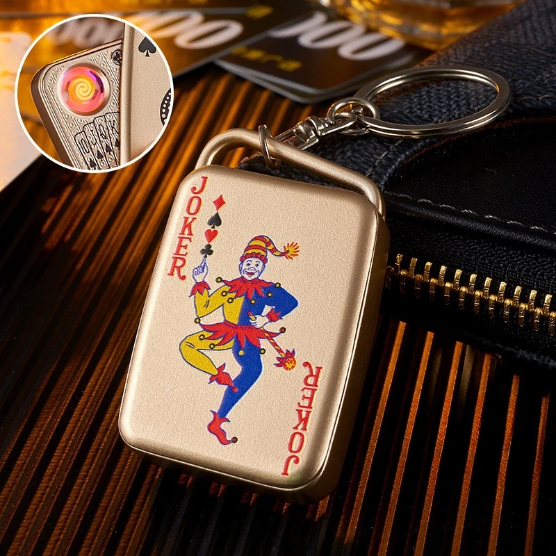 

USB Rechargeable Tungsten Lighter Creative Mahjong Poker Pendant Cigarette Lighter Metal Windproof Electric Coil Smoking Set