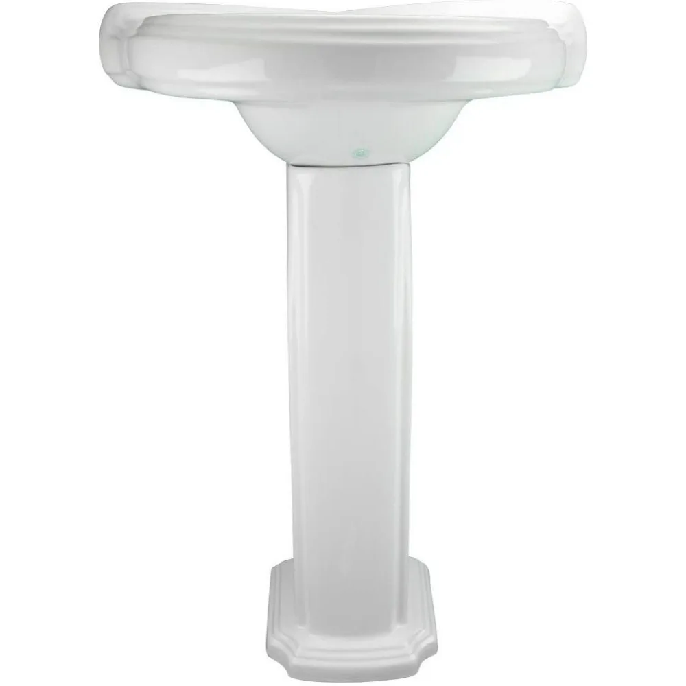 22" Corner Pedestal Bathroom Sink in White, with Overflow and Pre-Drilled 4" Centerset Faucet Holes  Porcelain Scratch 4