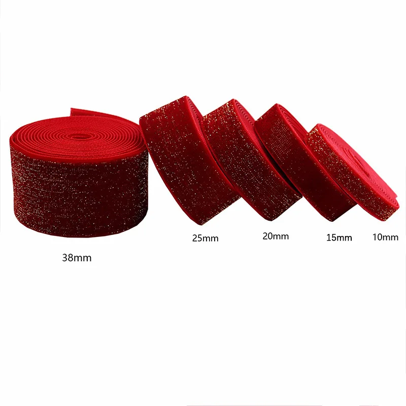Christmas Ribbon 5 Yards Velvet New Year Red Festival Bows Gift Box Packaging Festival Scene 10/15/20/25/38mm