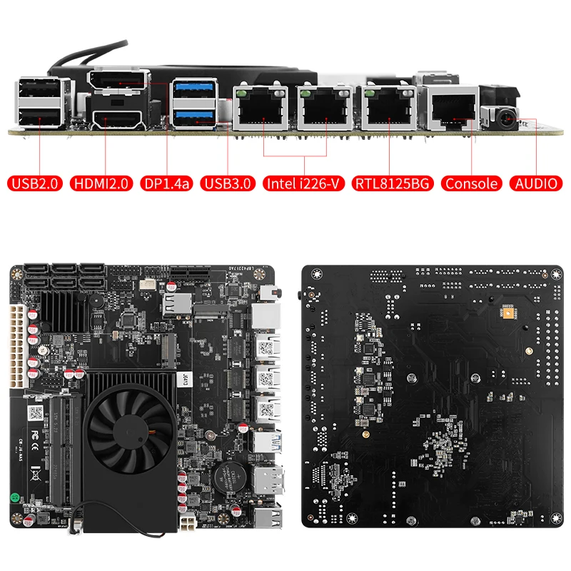 NAS Motherboard J6413 J6412 2*Intel i226-V 1*RTL8125BG 2.5G LANs 2*NVMe 6*SATA3.0 2*DDR4 1*PCIe Mini ITX Soft Router Mainboard 3