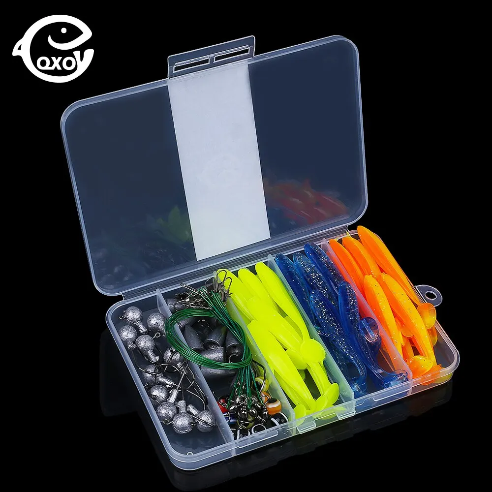 QXO Soft Lure Silicone Bait Fishing With Hooks Line Eye Fish 80pcs/Box  Accessories Tools Storage Box Artificial Bait Winter - AliExpress