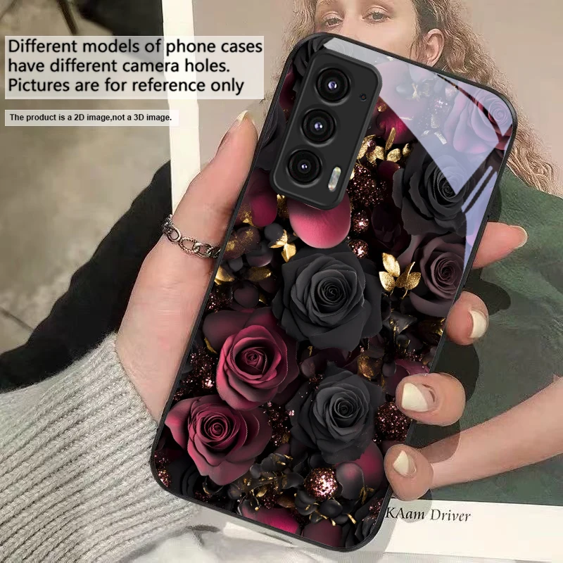 Wine Red Floral Petals Glass Phone Case