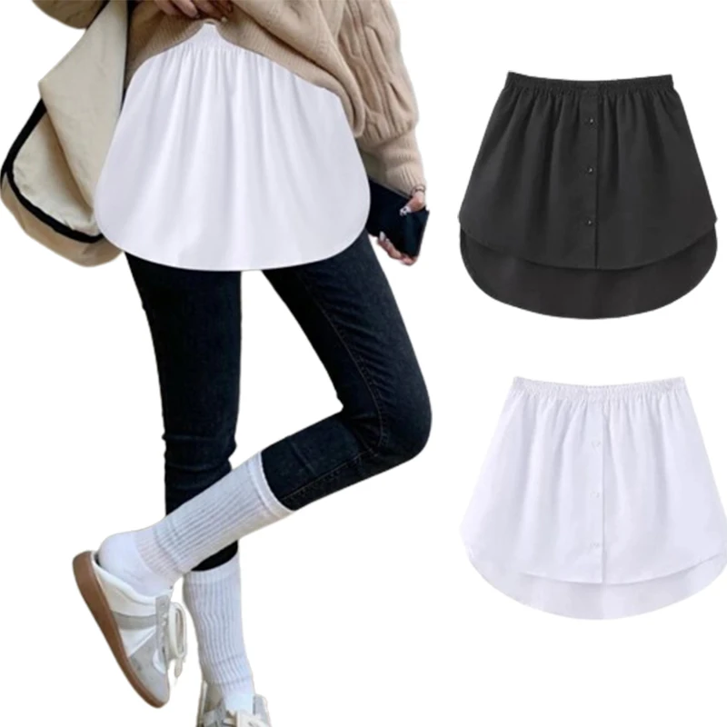 Women's Mini Shirt Extensions Adjustable Layering Fake Top Lower Sweep Shirt Extender Hem Elastic Waist Mini Skirt Hem petticoat skirt half slip skirt