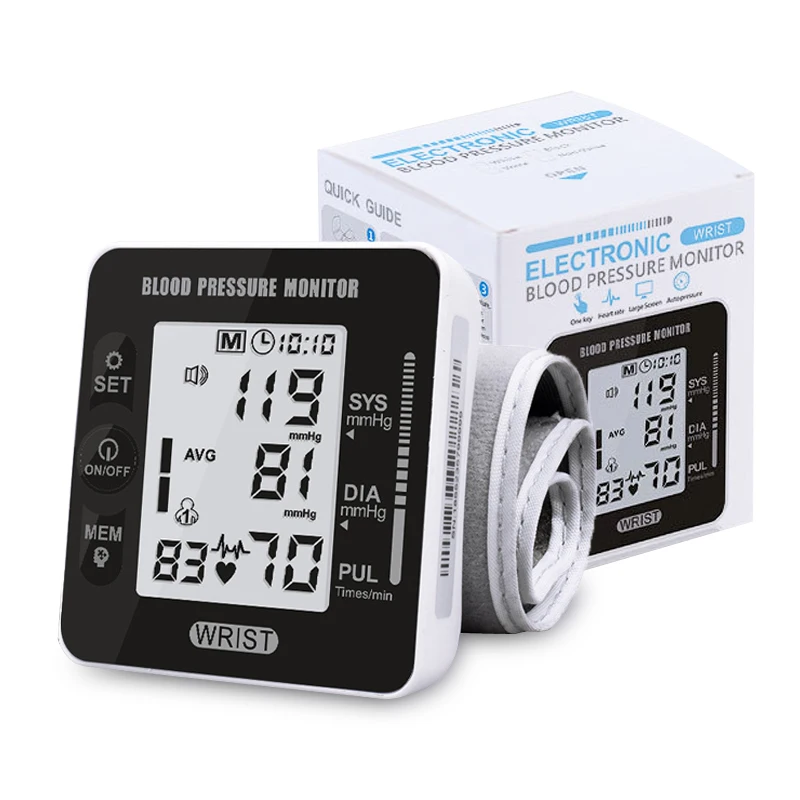 Digital Adult Blood Pressure Heart Monitor Tensiometer BP Wrist Cuff Manometer Automatic Sphygmomanometer BP Pulse Rate Meter