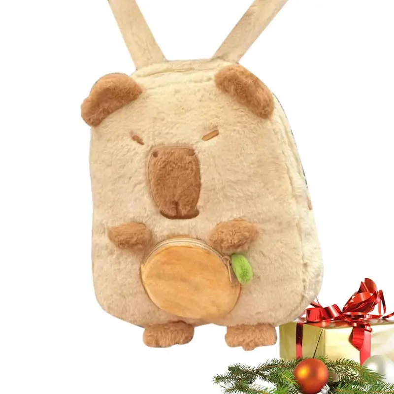 Capybara Plush Schoolbag Fashion Cartoon Soft Funny Cute Backpack Animal Large Capacity Stuffed Unisex College Student Class Bag