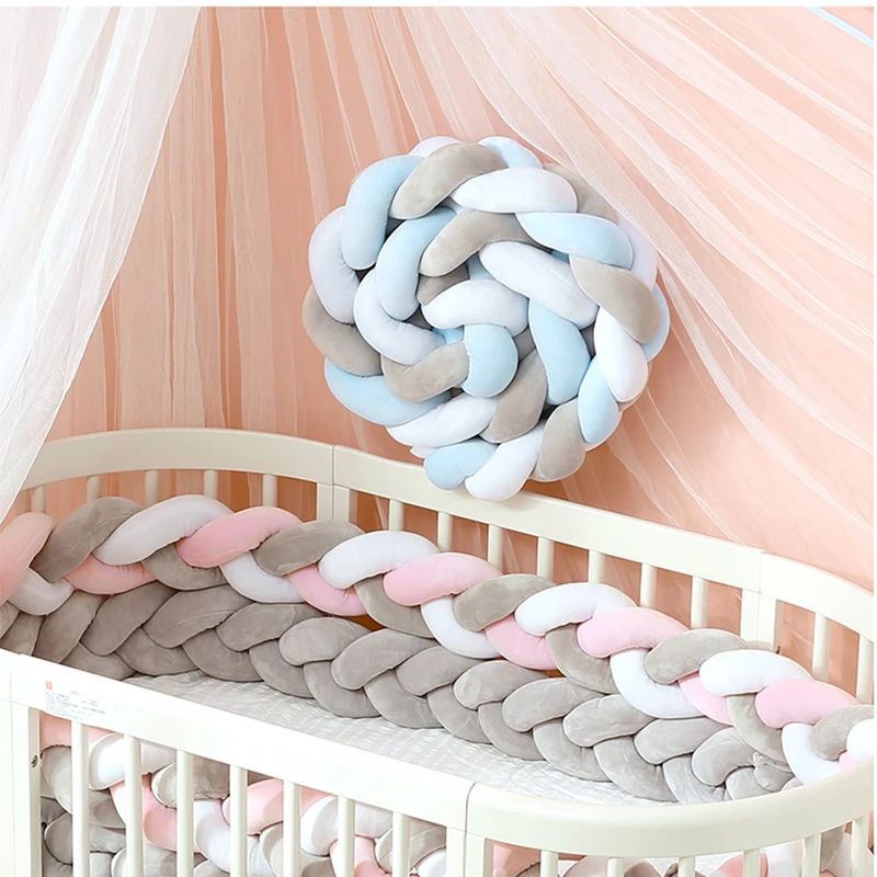 

3M Cot Baby Bumper Braid Crib Infant Bed Protectors Pillow Cushion Knotted Cotton Knot Pillow Baby Room Decoration