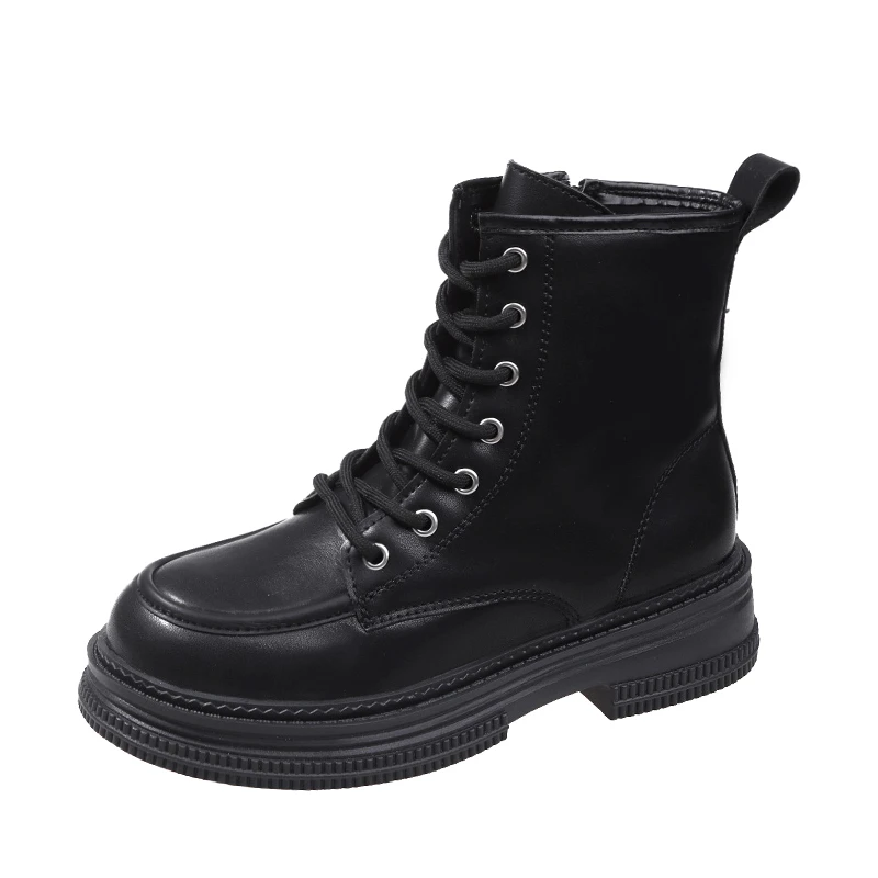 Shoes Female 2023 Non Slip Ankle Women's Boots Platform Modern Boots Women Side Zip Round Toe Lace Up Fretwork Heels Shoes Women
