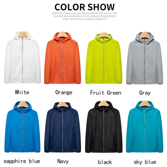 S-7XL Hiking Windbreaker Camping Waterproof Jacket Reflective Coat Sun Protection Clothing Unisex Outdoor Windbreakers Plus Size