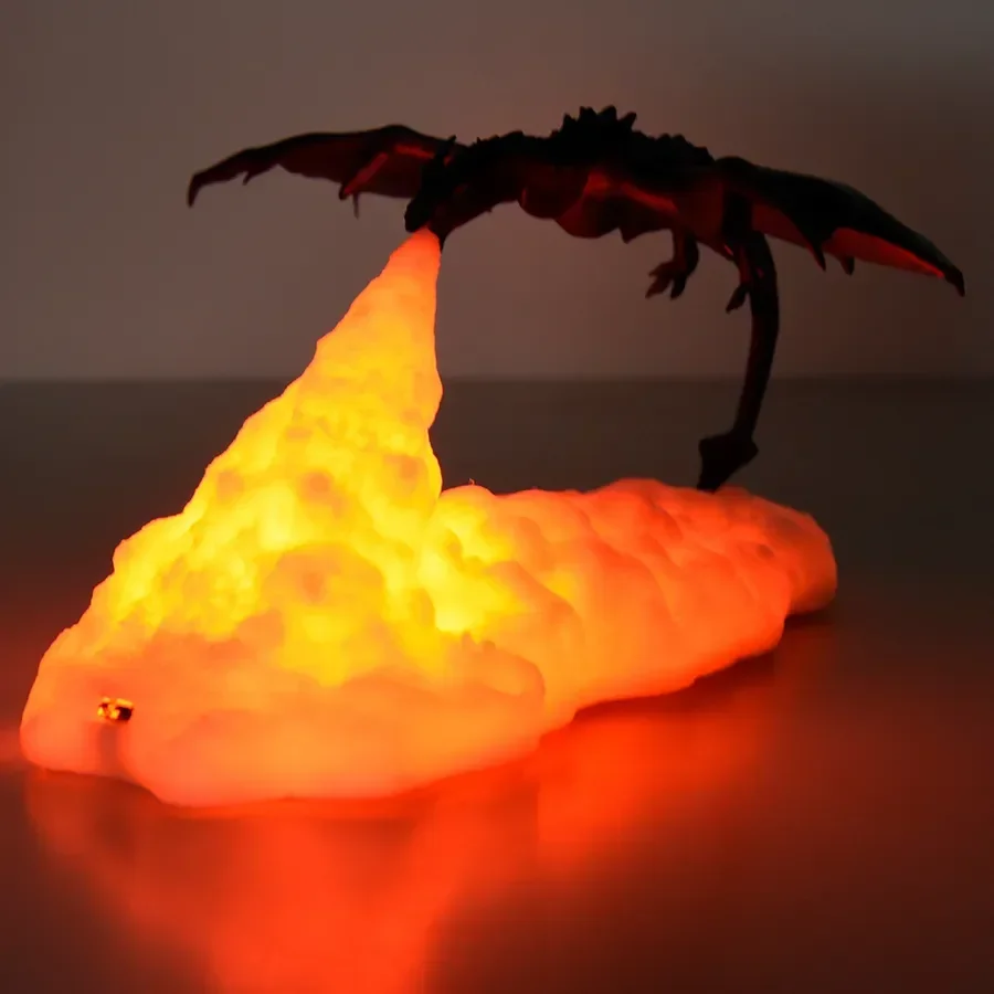 

3D Room Decor Print LED Home Desktop Rechargeable Lamp Fire Dragon Ice Dragon Lamps Best Gift For Children Family Home Decor