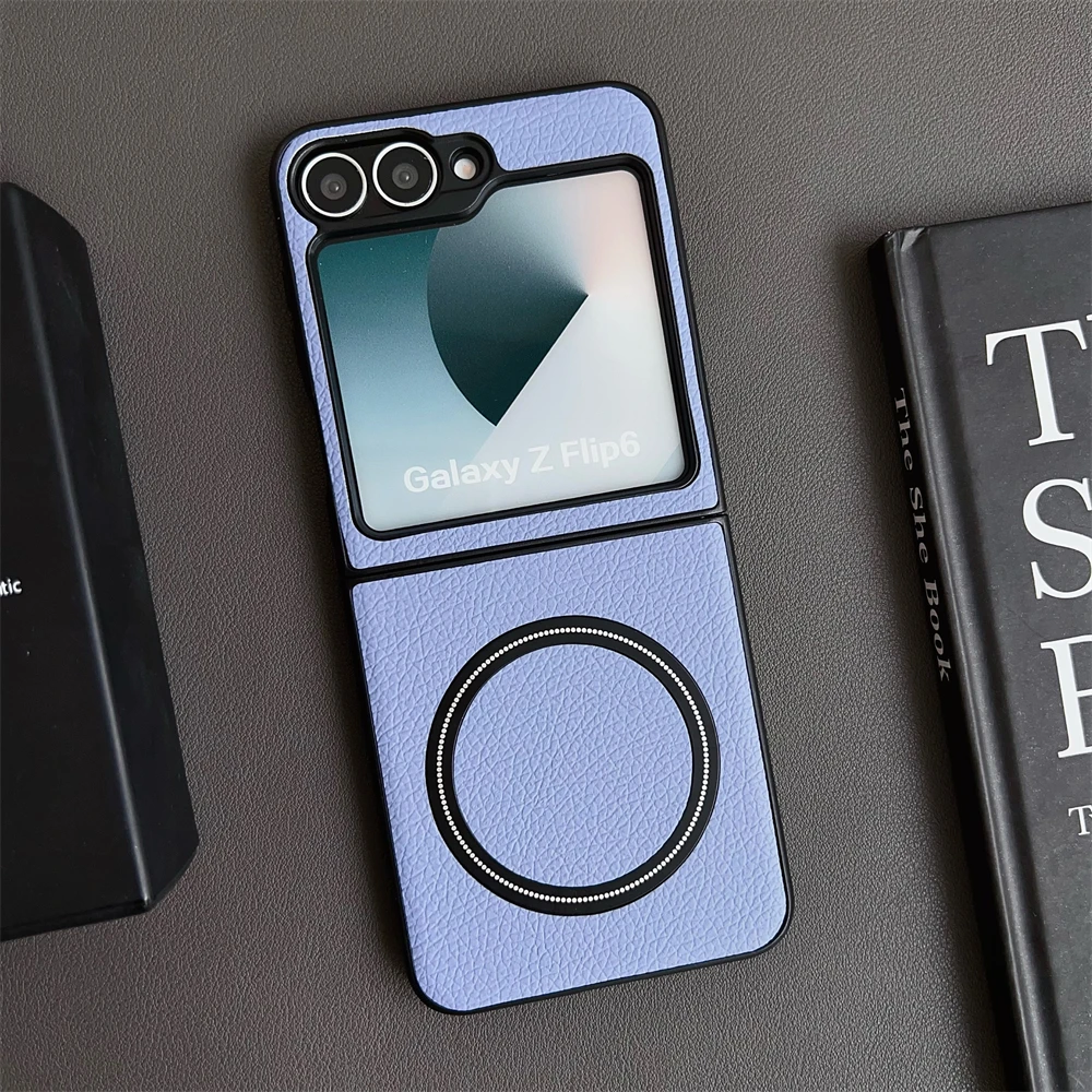 Lychee Magnetic Leather Matte Ultra-Thin Folding Shockproof Bumper Case