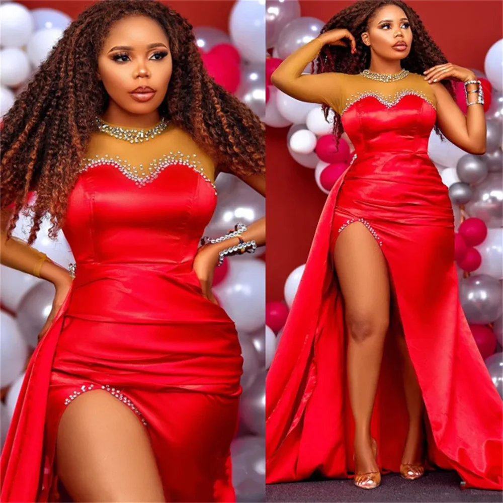 

Sexy & Charming Red Prom Dresses Beaded Crystals Lace Plus Size Mermaid Evening Party Dresses 2024 Hot Sale فساتين طويلة