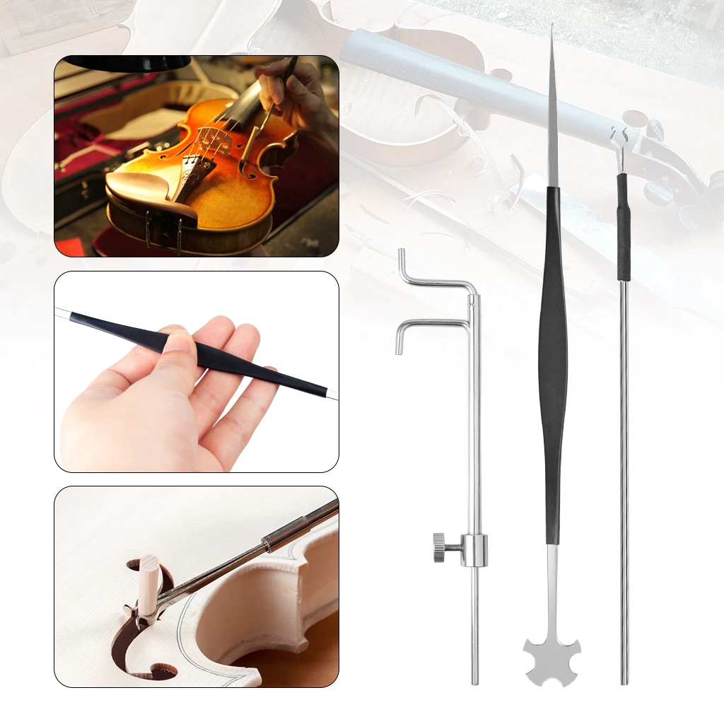 Look Gomma Protetta Violino Sound Post Gauge Sound Post Retriever Setter Tool Set Per Violino Viola Fiddles Riparazione Fai Da Te