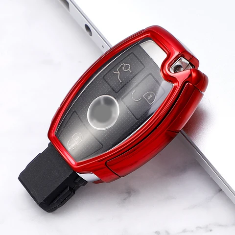 quality TPU+PC Car Key Case Cover Key Holder Chain Ring For Mercedes Benz W203 W210 W211 W124 W202 W204 AMG Accessories