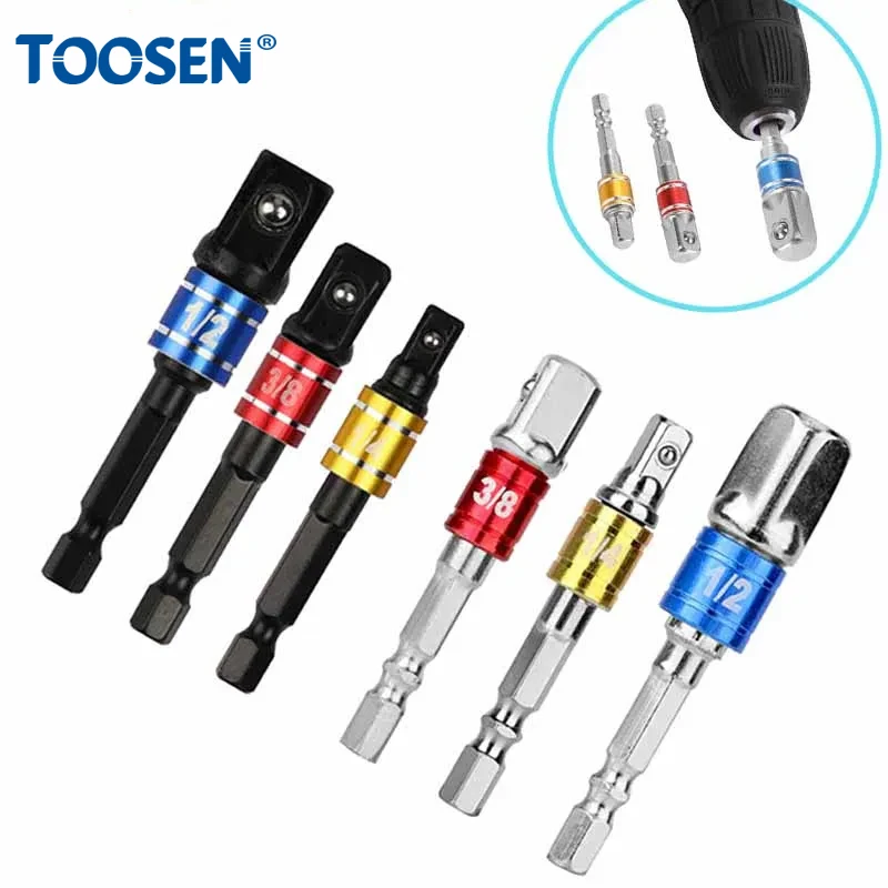 

1/4" Hex Shank Socket Adapter Conversion Rotating Square Head Sleeve Connecting Rod Batch Electric Sleeve Ball Connecting Rod