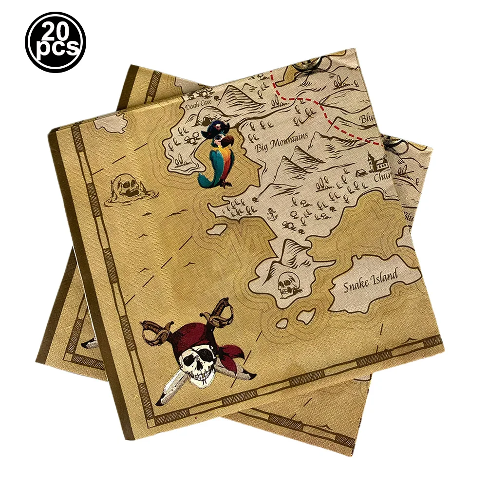 Pirate Treasure-Themed Disposable Party Tableware Set