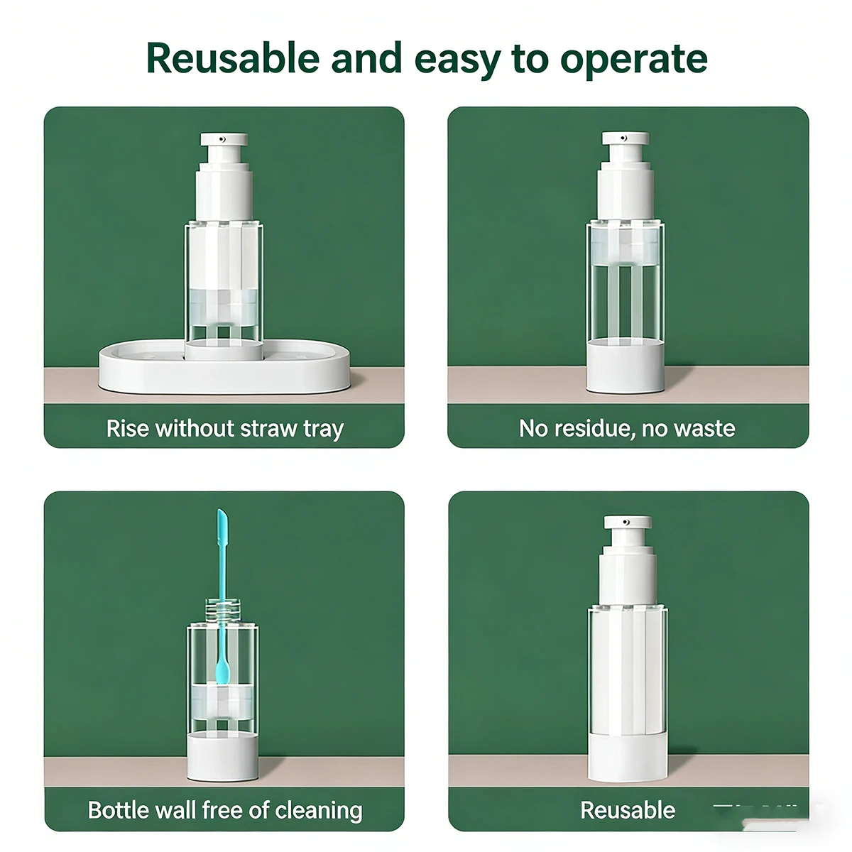 30ml 50ml 100ml Clear Airless Cosmetic Cream Pump Bottle Travel Size Dispenser Makeup Container for Cream Gel Lotion