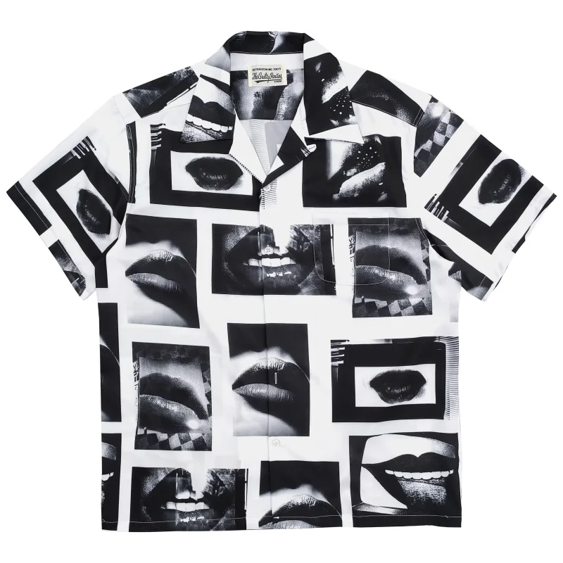 WACKO MARIA Fashion Prints Lips Shirts High Quality Mens Womens Casual Loose Hip Hop Brand Hawaii Short Sleeve Shirts 2