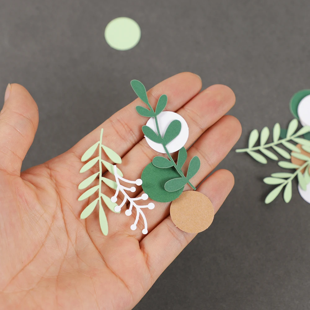 100Pc Branch Leaf Round Paper Confetti For Kids Birthday Party Baby Shower Gender Reveal Wedding Party Decoration paper confetti,party decorations,wedding decor supplies