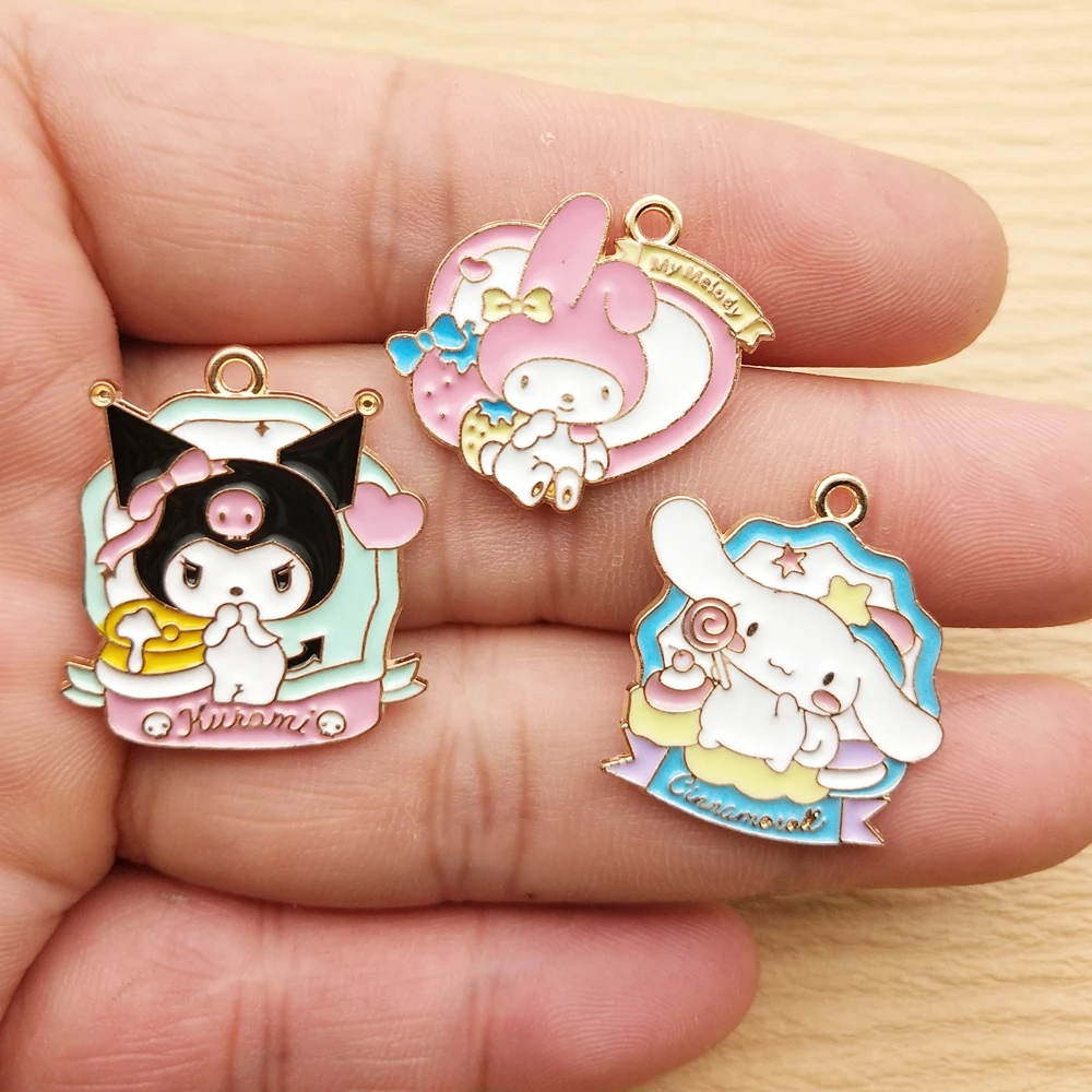 

10pcs Cartoon Charm Jewelry Accessories Enamel Necklace Earring Pendant Diy Making Supplies Alloy Metal Gold Plated