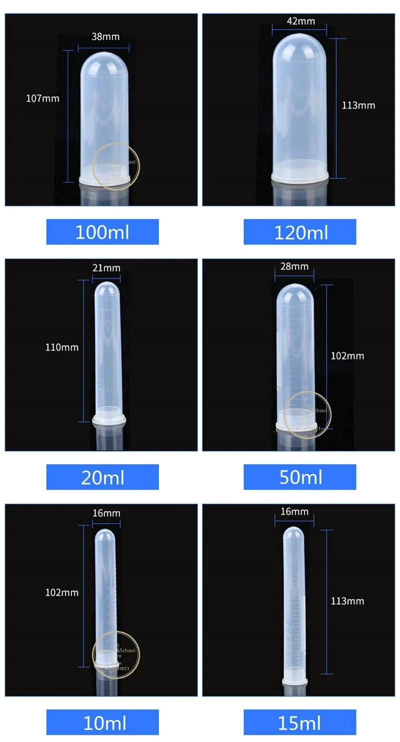 Lab 10/15/20/50/100/120ml Plastic Round Bottom Centrifuge Tube 30pcs 50pcs 100pcs Test Tube with Cap Culture