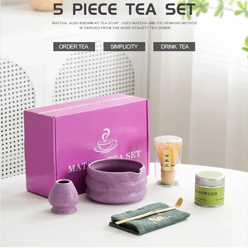 Tea Whisk 1/2/4/6pcs Matcha purple Teaware Japanese Ceremony Bamboo Chasen Tea Tool Brush Exquisite Matcha Kit for Teaset