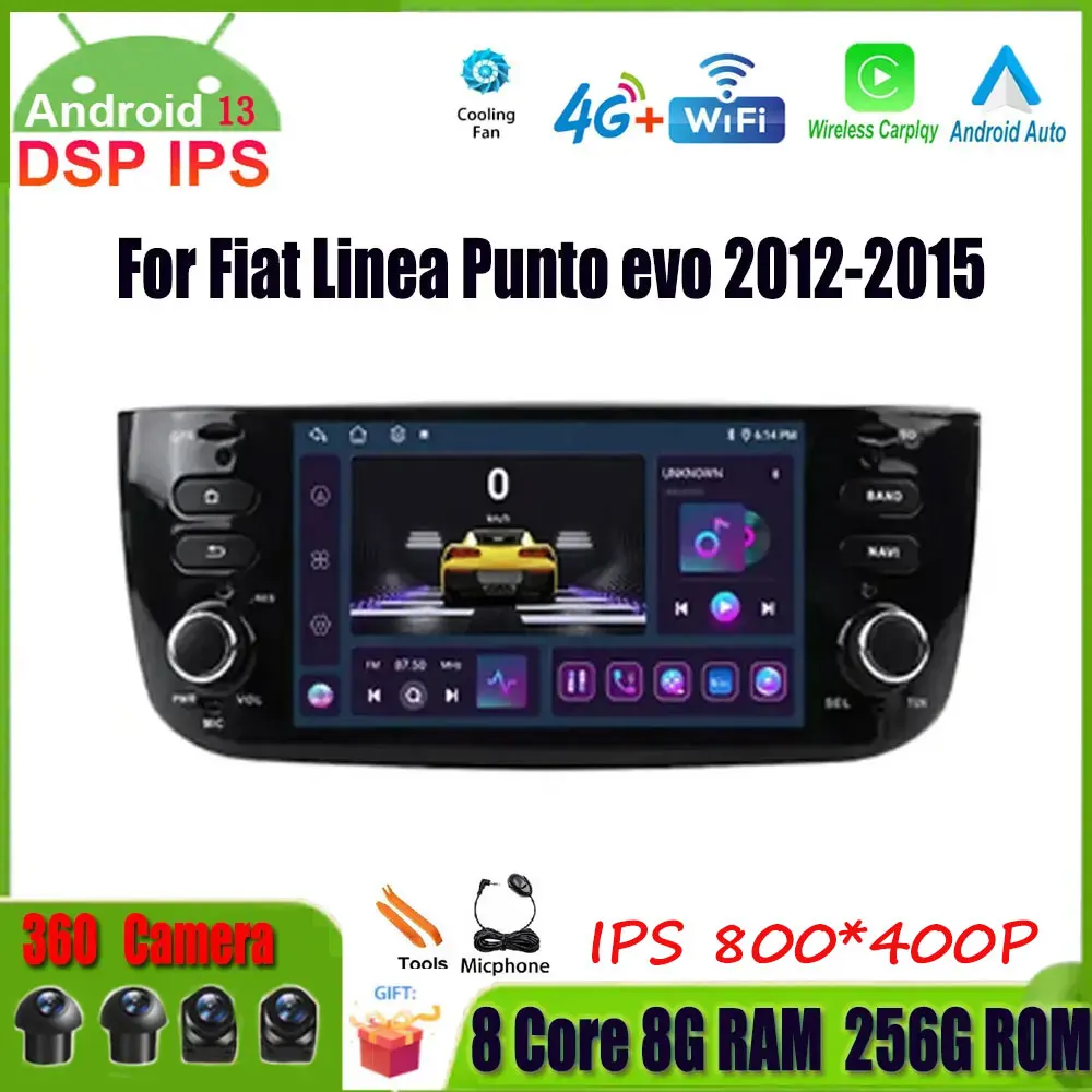 6.2 Pollici Per Fiat Linea Punto Evo 2012-2015 Dsp Autoradio Android 13 Autoradio Multimedia Bluetooth Ips Schermo Lettore Wireless
