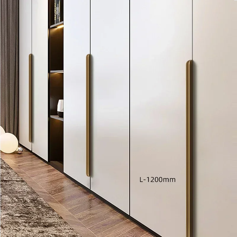 80-1200mm Light Luxury Simple Invisible Non Perforated Door Handle Wardrobe Edge Wrapped Long Black Handle Cabinet Hidden