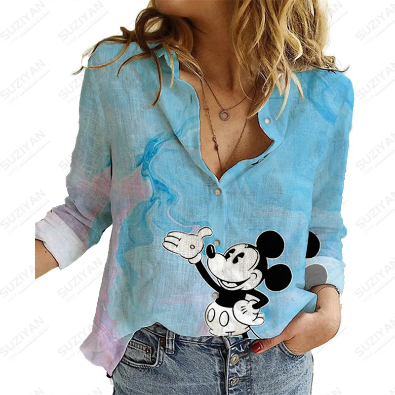

Disney Mickey Casual Woman Shirt Fashion New Women'S Top Women Blouse Long Sleeve Casual Camisa Shirts
