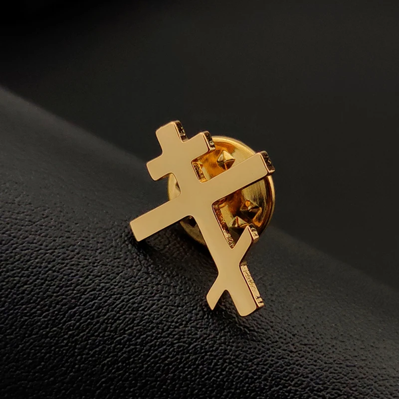 Fashion Vintage Cross Men Badge Brooch Pins British style Golden