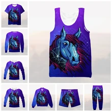 

vitinea New 3D Full Print Retrowave Neon Horse T-shirt/Sweatshirt/Zip Hoodies/Thin Jacket/Pants Four Seasons Casual P53