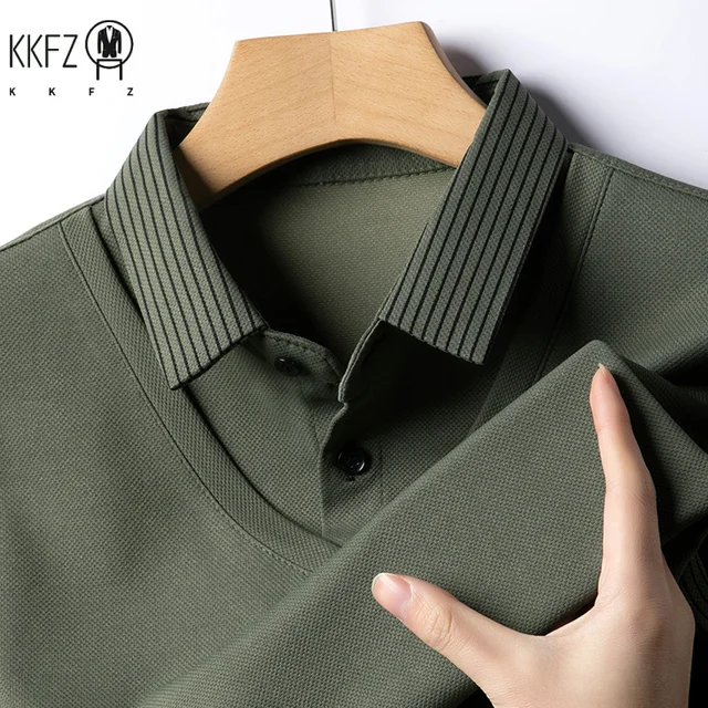 Polo décontracté à manches longues pour hommes, couleur unie, haut polyvalent d'affaires, faux deux pièces, toutes saisons, 2025 1