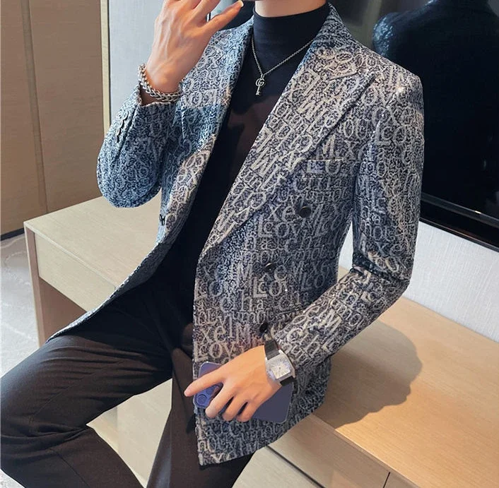 Description Picture 5 of itemRhinestones Male Blazer Sequin Men's Suit Jackets Cropped Coat Short with Embroidery Free Shipping Simple Breasted Elegant 2024