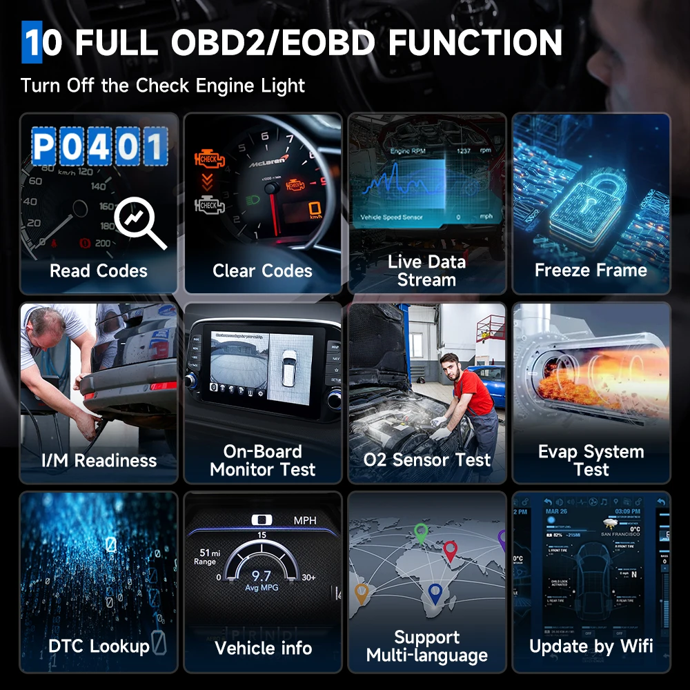 ANCEL 모든 시스템 자동차 진단 도구, 오일 리셋 EPB 리셋, ABS 블리딩, 평생 무료 업데이트, FX5000 OBD2 스캐너