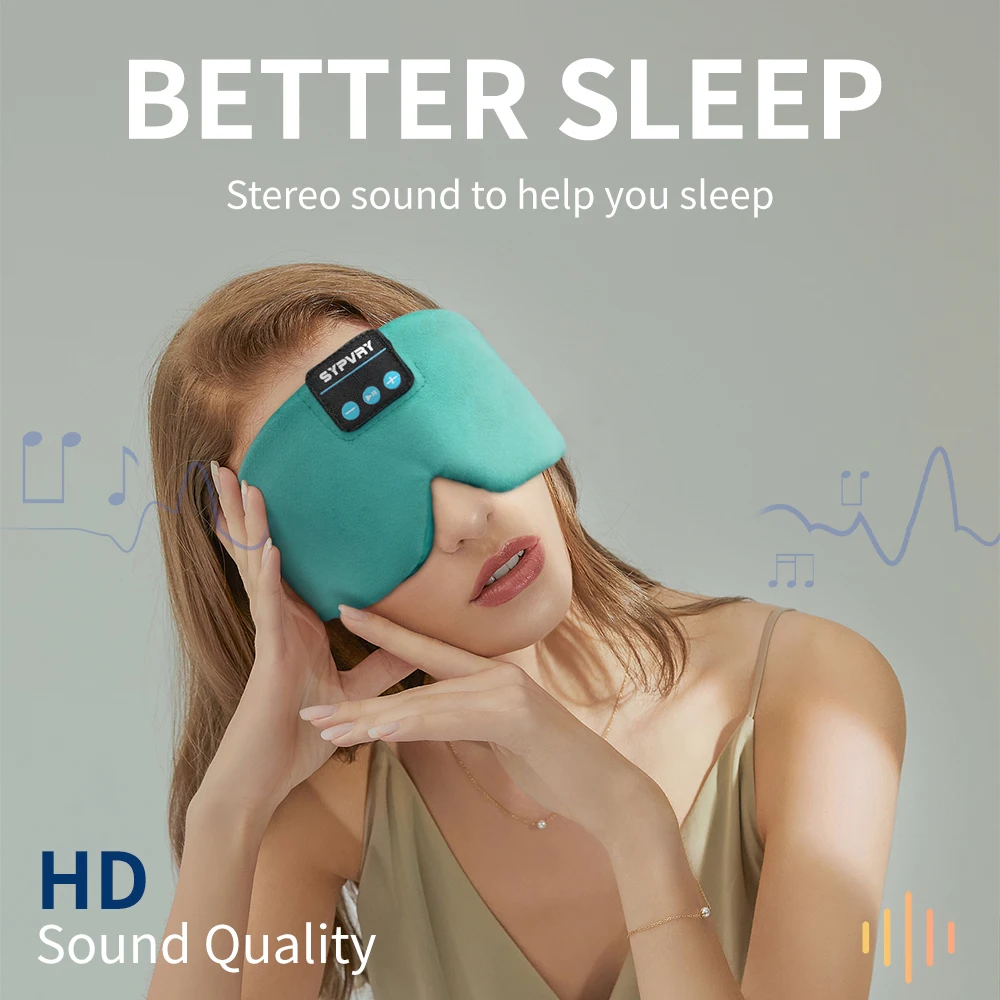 Soft Sleep Mask Bluetooth Wireless Headphones, Sleeping Headphones Adjustable Music Eye Mask Silk for Sleeping Meditation 4