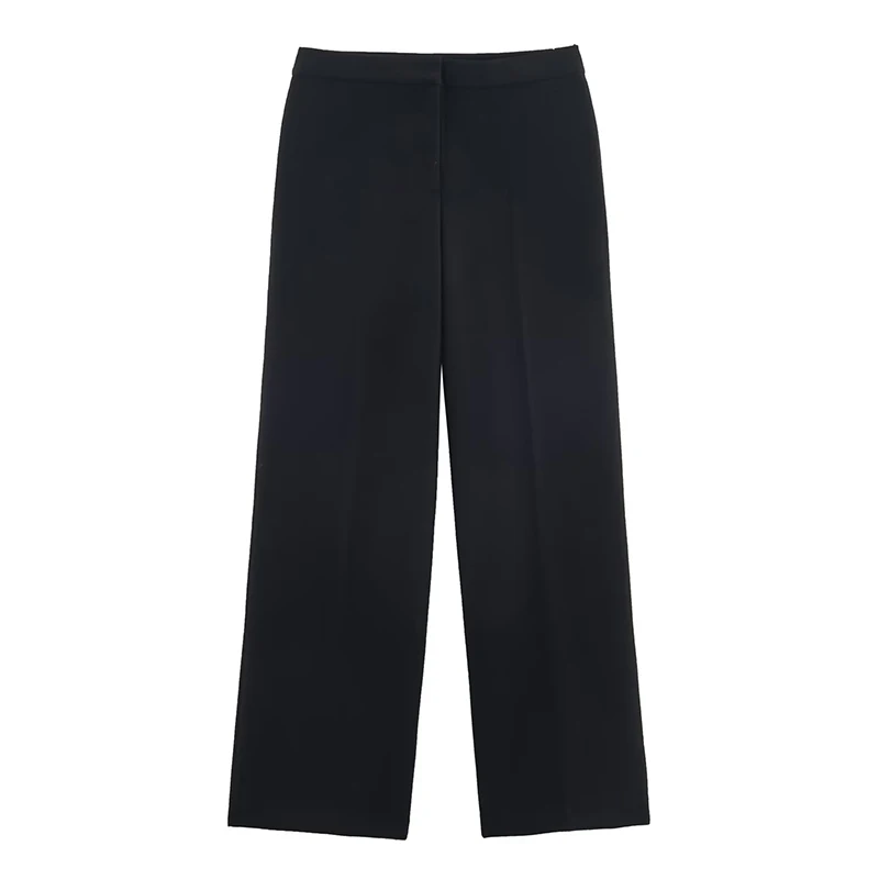 Women's Suit Pants Two-Piece Set Buckle Decoration Long Sleeve Blazer Coat + Straight-Leg Pants 2 Pieces Sets Chic Woman Outfits