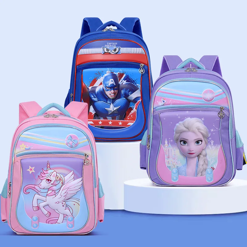 

Disney New School Bags For Girls Boys Frozen Elsa Anna Spider Man Primary Student Shoulder Orthopedic Backpack Gifts Mochilas