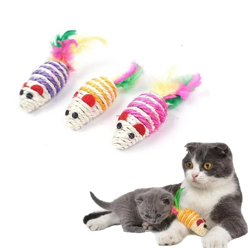 

Pet Cat Toy Mouse Shape Cat Teaser Toy Feather Toy Pet Supplies Random Color