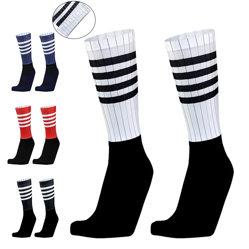 

New Pro Bike Team Cycling Socks Men Women Seamless Anti Slip Stripe Sport Calcetines Ciclismo