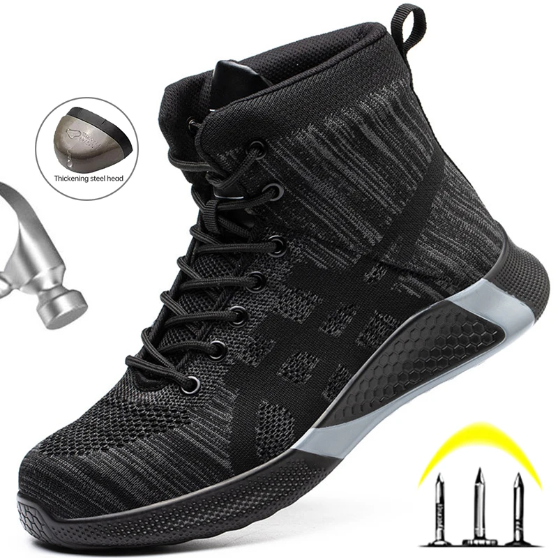 Safety Shoes Men Shoes Safety Work Boots Men Winter Boots Indestructible Work Shoes Men Steel Toe Safety Shoes Puncture Proof Sneakers Warm