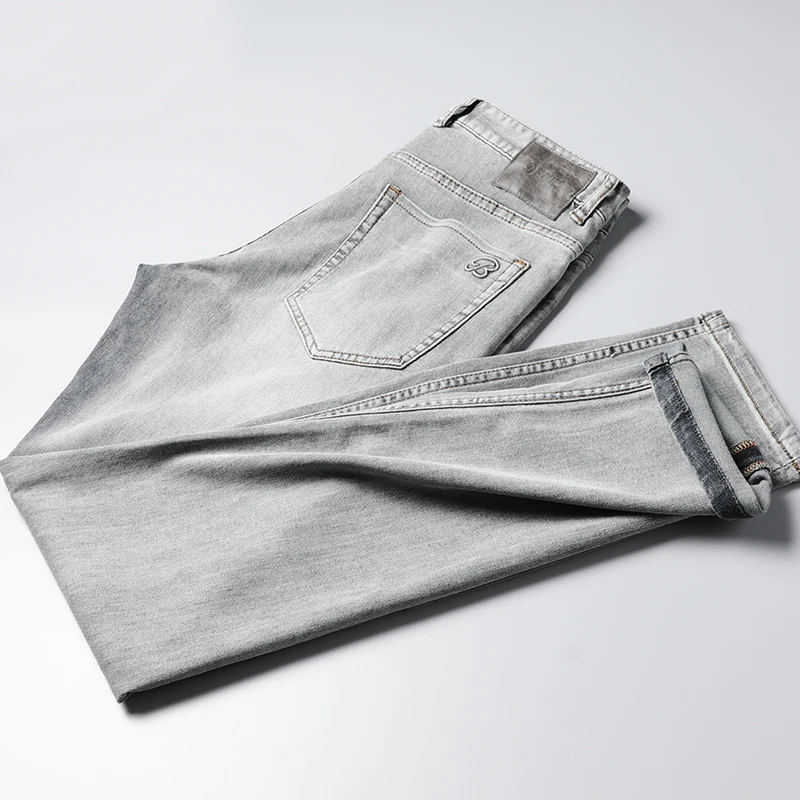 JSBD Comfortable jeans male light color joker summer new retro red ears do old washed soft straight men pants